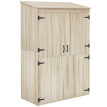 Armoire Ravenmere Rangement Jardin Bois 2 Portes Étagères Naturel Sapin Extérieur