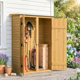Abri Rangement Oldgate Bois Massif 2 Portes Marron Jardin Extérieur Sécurisé