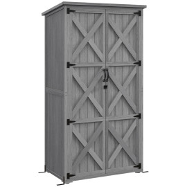 Armoire de jardin Delfino rangement extérieur sécurisé étanche gris 90x54x168 cm
