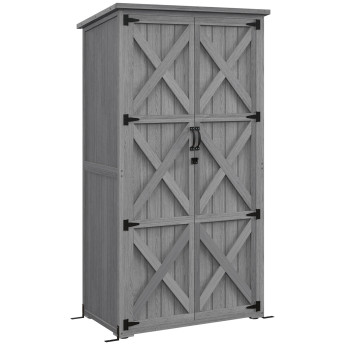 Armoire de jardin Delfino rangement extérieur sécurisé étanche gris 90x54x168 cm