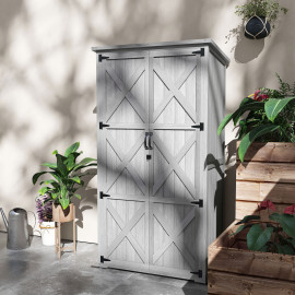 Armoire de jardin Delfino rangement extérieur sécurisé étanche gris 90x54x168 cm
