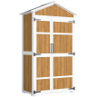 Armoire Jardin Ourgemont Rangement Extérieur Étagères Toit Métal Blanc Naturel