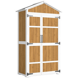 Armoire Jardin Ourgemont Rangement Extérieur Étagères Toit Métal Blanc Naturel