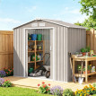 Abri de Jardin Jacopo Robuste en Acier Ondulé Taupe Clair Rangement Sécurisé 2 Portes