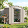Abri de Jardin Jacopo Robuste en Acier Ondulé Taupe Clair Rangement Sécurisé 2 Portes