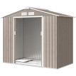 Abri de Jardin Jacopo Robuste en Acier Ondulé Taupe Clair Rangement Sécurisé 2 Portes