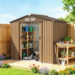 Abri de Jardin Maelys Rangement Sécurisé Toit Incliné Café Chocolat 2,38 m²