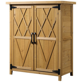 Abri de Jardin Gontran Rangement Extérieur Étagères Toit Tôle Bois Sapin Naturel