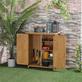 Abri de Jardin Gontran Rangement Extérieur Étagères Toit Tôle Bois Sapin Naturel