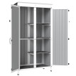 Armoire de Jardin Birkenfeld Rangement Étanche Bois Acier Noir Blanc 94x43x166 cm