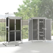 Armoire de Jardin Birkenfeld Rangement Étanche Bois Acier Noir Blanc 94x43x166 cm