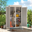Armoire de Jardin Birkenfeld Rangement Étanche Bois Acier Noir Blanc 94x43x166 cm