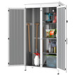 Armoire de Jardin Birkenfeld Rangement Étanche Bois Acier Noir Blanc 94x43x166 cm