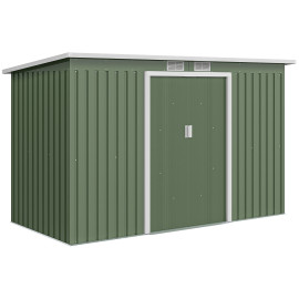 Abri de Jardin Dourmont Sécurisé Étanche Rangement Extérieur Gris Vert 3.64m²