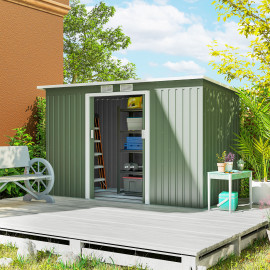 Abri de Jardin Dourmont Sécurisé Étanche Rangement Extérieur Gris Vert 3.64m²