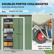 Abri de Jardin Dourmont Sécurisé Étanche Rangement Extérieur Gris Vert 3.64m²