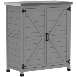 Armoire Dossena Rangement Jardin Établi Robuste Plateau Galvanisé Gris 79x43x92 cm