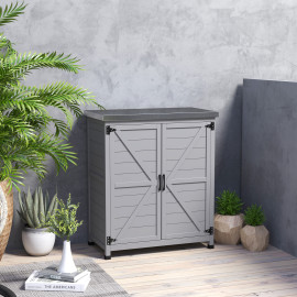 Armoire Dossena Rangement Jardin Établi Robuste Plateau Galvanisé Gris 79x43x92 cm