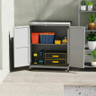 Armoire Dossena Rangement Jardin Établi Robuste Plateau Galvanisé Gris 79x43x92 cm