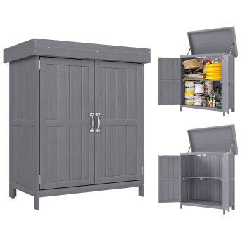 Armoire de Jardin Peruccio Rangement Extérieur Étanche Gris Vert 74x43x88 cm