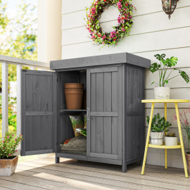 Armoire de Jardin Peruccio Rangement Extérieur Étanche Gris Vert 74x43x88 cm