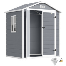 Abri de Jardin Aldebert Résine PP Gris 2.12m² Étanche Aéré Fenêtre Double Porte