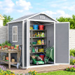 Abri de Jardin Aldebert Résine PP Gris 2.12m² Étanche Aéré Fenêtre Double Porte
