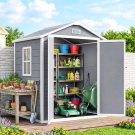 Abri de Jardin Aldebert Résine PP Gris 2.12m² Étanche Aéré Fenêtre Double Porte