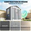 Abri de Jardin Aldebert Résine PP Gris 2.12m² Étanche Aéré Fenêtre Double Porte