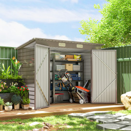 Abri de Jardin Haselbach en Acier Galvanisé Sécurisé 2 Portes Gris Clair 3 m²
