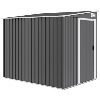 Abri de Jardin Willowmere Métal 2.81m² Étagères Crochets Fond Gris Foncé
