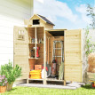 Armoire Jardin Deoduin Rangement Extérieur 2+1 Portes Toit Bitumé Bois Naturel