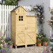 Armoire Jardin Deoduin Rangement Extérieur 2+1 Portes Toit Bitumé Bois Naturel