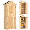 Armoire de jardin Ambrogio rangement extérieur 4 portes bois naturel