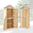 Armoire de jardin Ambrogio rangement extérieur 4 portes bois naturel