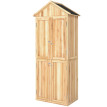 Armoire de jardin Ambrogio rangement extérieur 4 portes bois naturel
