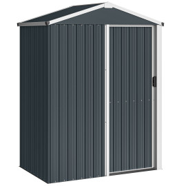 Abri de Jardin Junewood Résistant Étanche Rangement Extérieur Gris Foncé 136x87x179 cm