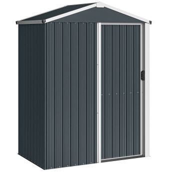 Abri de Jardin Junewood Résistant Étanche Rangement Extérieur Gris Foncé 136x87x179 cm