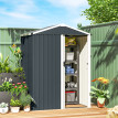 Abri de Jardin Junewood Résistant Étanche Rangement Extérieur Gris Foncé 136x87x179 cm