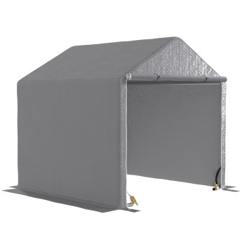 Abri de Jardin Simeone Stockage Extérieur Étanche Gris 2x2m Acier Galvanisé