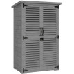 Armoire Noiseval Rangement Jardin Extérieur Étanche Gris 2 Portes Persiennes 75x50x118 cm