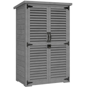 Armoire Noiseval Rangement Jardin Extérieur Étanche Gris 2 Portes Persiennes 75x50x118 cm
