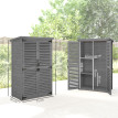 Armoire Noiseval Rangement Jardin Extérieur Étanche Gris 2 Portes Persiennes 75x50x118 cm