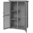 Armoire Noiseval Rangement Jardin Extérieur Étanche Gris 2 Portes Persiennes 75x50x118 cm