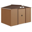 Abri de jardin Mologno robuste 5.29m² portes coulissantes sécurisées terracotta marron