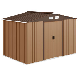 Abri de jardin Mologno robuste 5.29m² portes coulissantes sécurisées terracotta marron