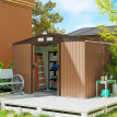 Abri de jardin Mologno robuste 5.29m² portes coulissantes sécurisées terracotta marron