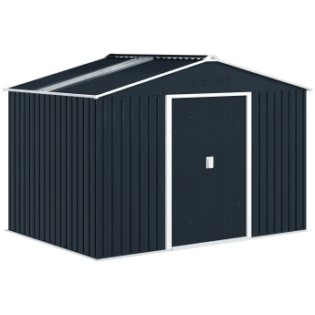 Abri de Jardin Gelmiro Robuste et Spacieux Gris Acier Ventilé 2,77m