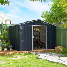 Abri de Jardin Gelmiro Robuste et Spacieux Gris Acier Ventilé 2,77m