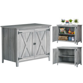 Armoire Niall Rangement Jardin Bois Étagère Sécurisé Gris Clair 110x60x88 cm